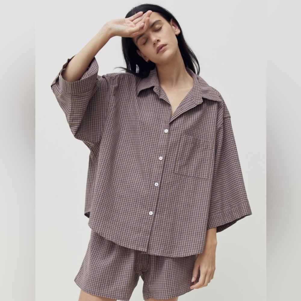 Deiji Studios Russet Check linen set size s/m